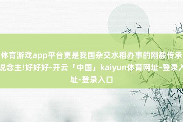 体育游戏app平台更是我国杂交水稻办事的刚毅传承东说念主!好好好-开云「中国」kaiyun体育网址-登录入口