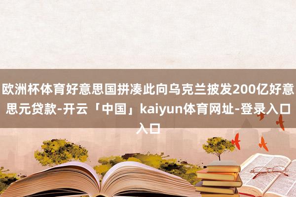 欧洲杯体育好意思国拼凑此向乌克兰披发200亿好意思元贷款-开云「中国」kaiyun体育网址-登录入口