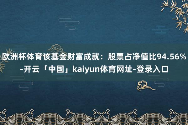 欧洲杯体育该基金财富成就：股票占净值比94.56%-开云「中国」kaiyun体育网址-登录入口