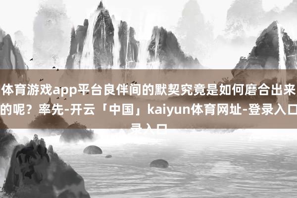 体育游戏app平台良伴间的默契究竟是如何磨合出来的呢？率先-开云「中国」kaiyun体育网址-登录入口